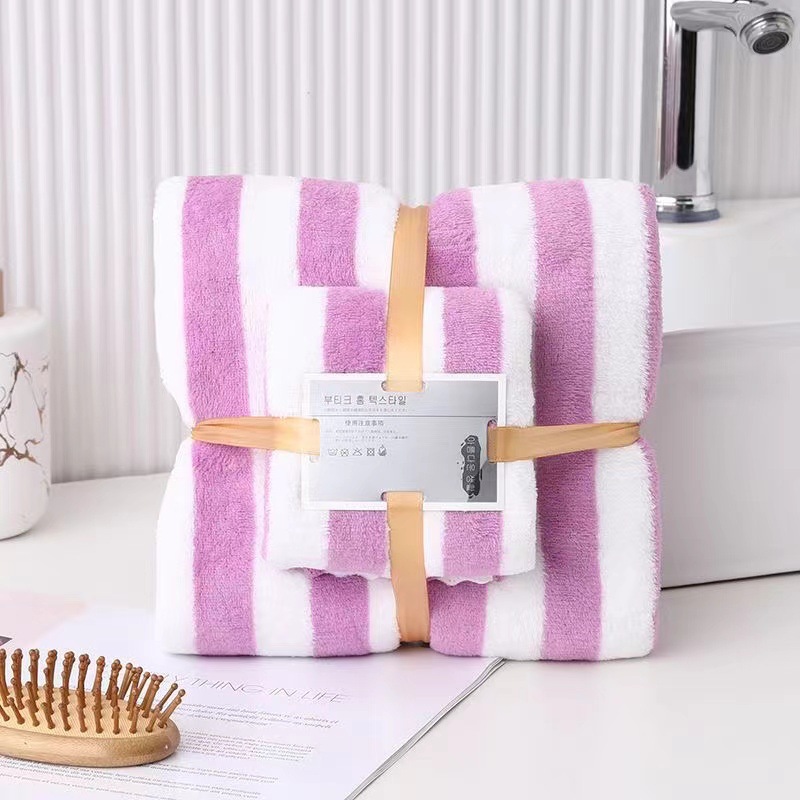 Toallas de baño toallas de dos piezas conjuntos de toallas de coral de color amplio paquete de toallas de absorción de agua caja de regalo para engrosar