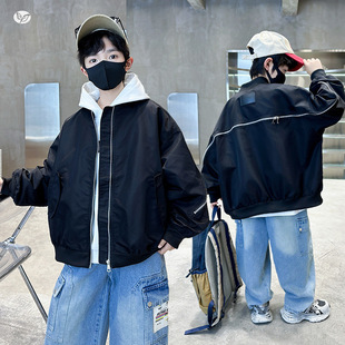 Boys 2025 Spring New Fashion Cool Air Force Flying Suit Jacket Top Fashion American Chain Collar Design Sense Jacket