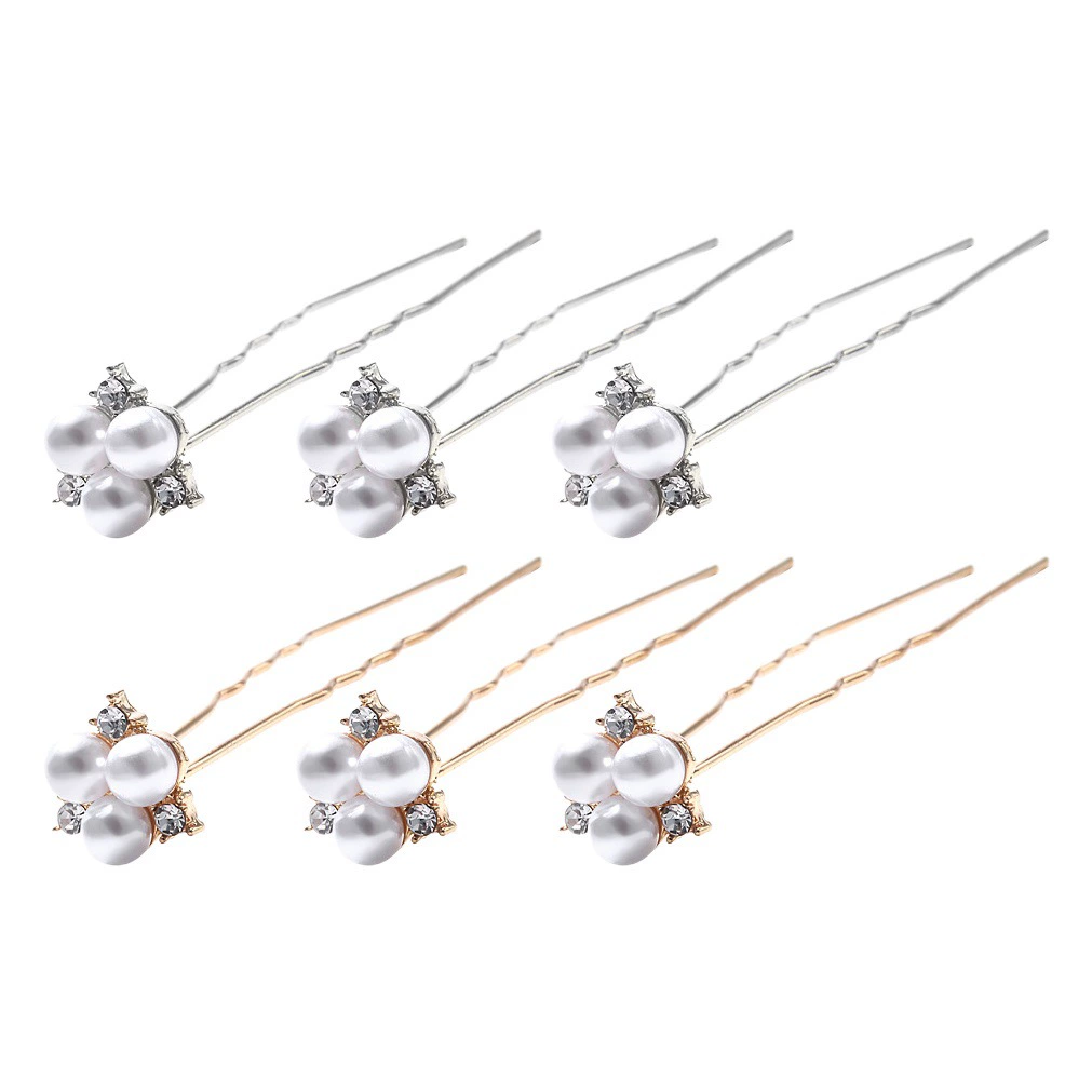 Заколка для волос с жемчугом и бриллиантами, U-образная заколка, заколка в форме цветка с одним бриллиантом для невесты на свадьбу, аксессуар для волос в стиле ханьфу.