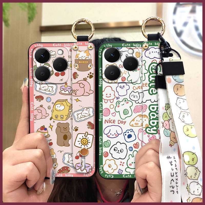Suitable for Oppo Realme15T 5g Mobile Phone Case Lanyard Soft Shell Cartoon Couple Liquid All-Inclusive Fun Ring