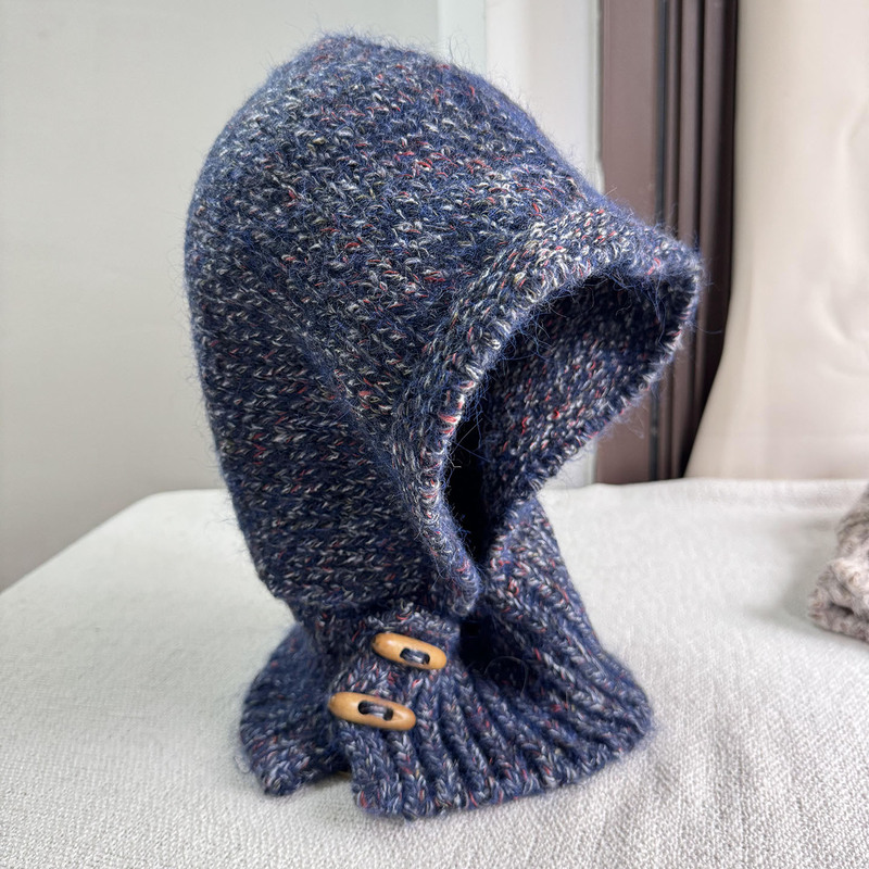 Balaclava Women's Autumn and Winter Knitted Wool Pullover Hat Winter Warm Ear Protection Hat Neck Scarf One-Piece Hood