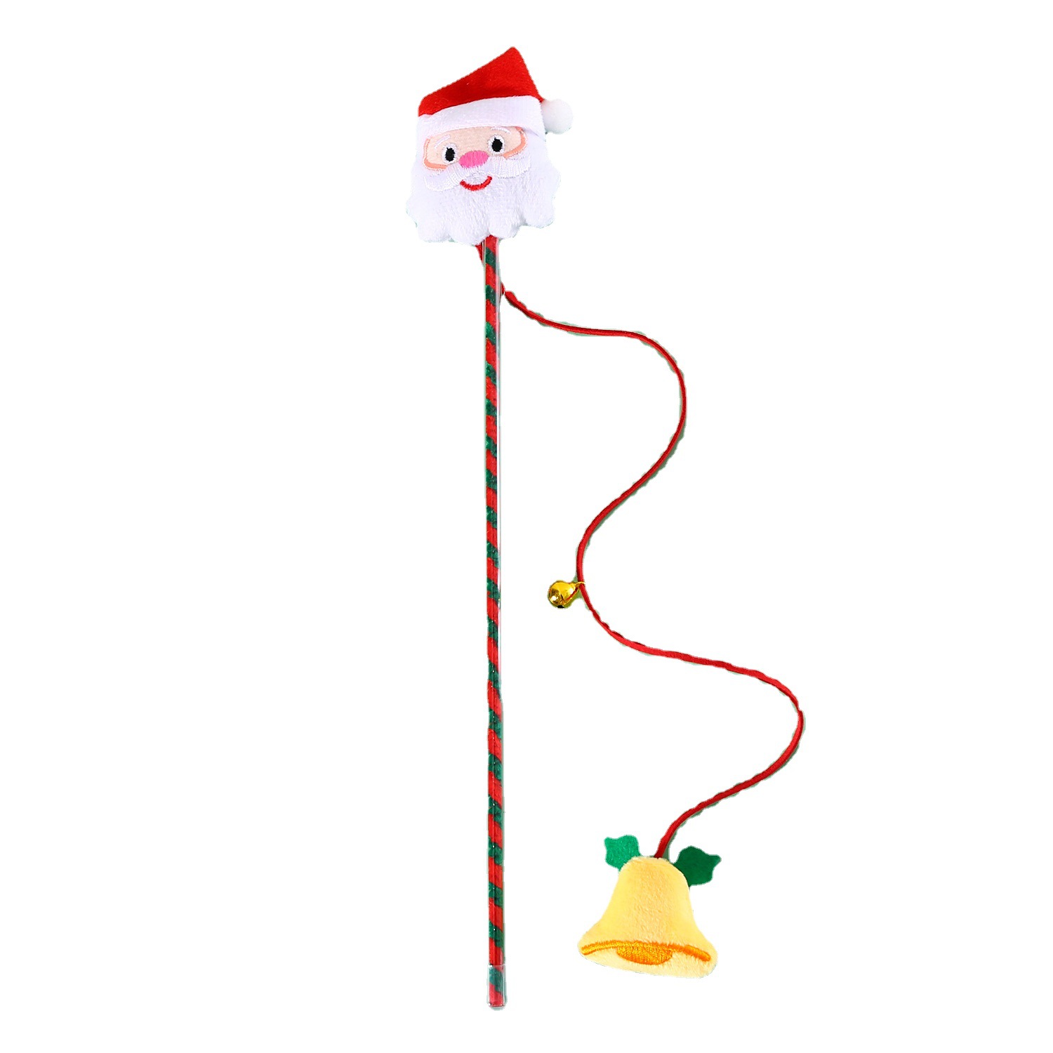 2023 mascota gato Navidad divertido gato palo de felpa de dibujos animados campana muleta árbol de sonido interactivo de juguete Polo de entrenamiento