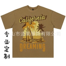订做潮牌纯棉超大印花T恤欧美圆领宽松短袖男女同款休闲百搭上衣