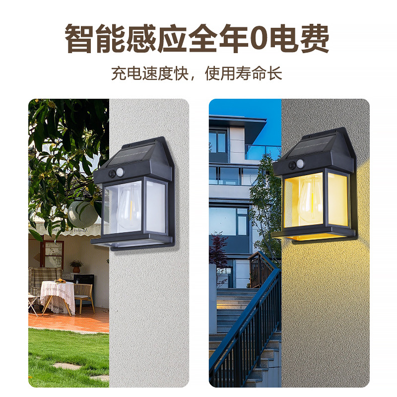 Nueva lámpara de alambre de tungsteno solar al aire libre lámpara de pared lámpara de alambre de tungsteno impermeable lámpara de jardín lámpara solar de jardín