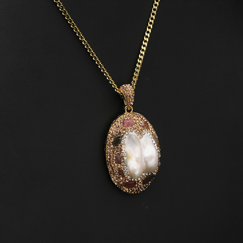 Collar de perlas naturales nicho alta sensación barroco de agua dulce llave mujer chapado a mano oro 18k joyas de color