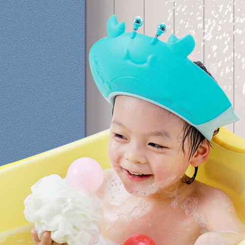 Crab Baby Shower Cap Children's Hair Washing Cap Water-Resistant Hair Wash Cap Ear Protection Infant and Toddler Bath Cap Adjustable for Hair Washing