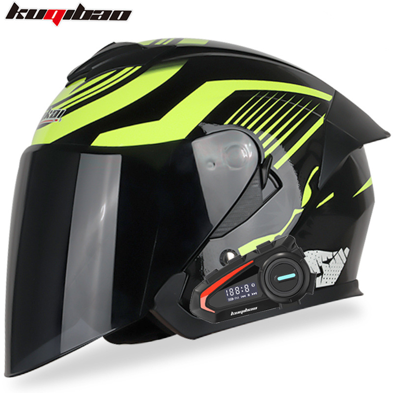Motosiklet kaskı (dəbilqə) – Motuoche Helmet - big-mouth-monkey-yellow-with-tea-lens-k20-bluetooth-m