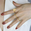 Retro golden woven chain with pigtail, fashionable ring, European style, simple and elegant design