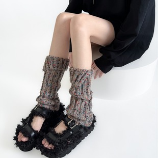 Autumn and winter new yarn flanging socks personalized color Korean loose thick line warm sleeve leg set retro all-match