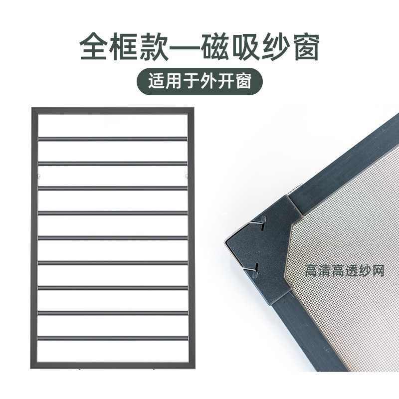 窗户防护栏儿童平开免打孔隐形家用自装高层阳台室内防盗窗网|undefined