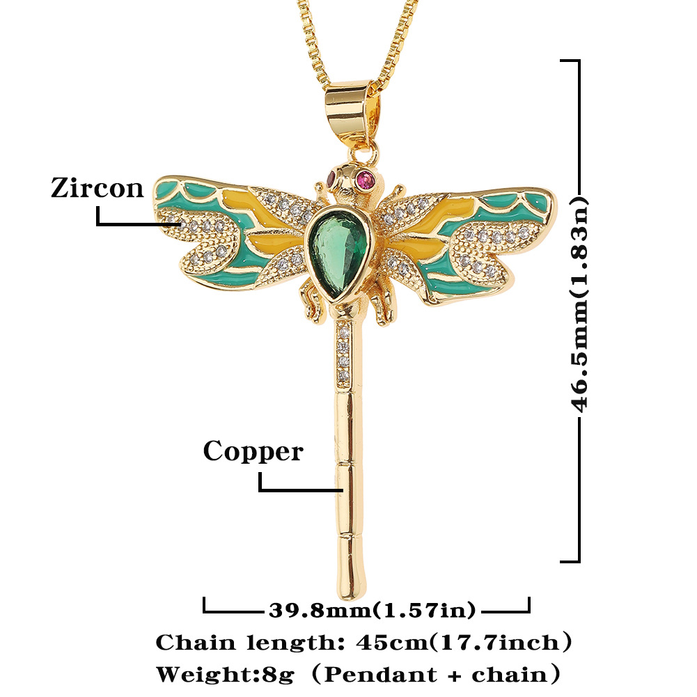 womenu0027s jewelry insect dripping oil dragonfly pendant geometric copper necklace