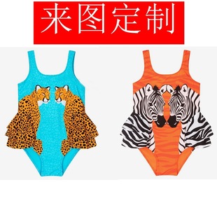 Children and girls little red book leopard print positioning printing high school entrance examination physical education clothes sunscreen UV swimming cap swimsuit factory