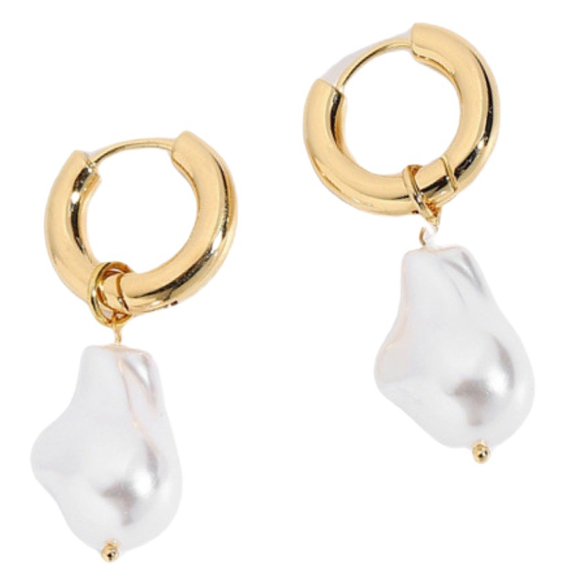 Francés retro de acero de titanio hebilla de oreja moda Luz de lujo barroco en forma de perla de acero inoxidable línea gruesa anillo de oreja pendientes de Año Nuevo