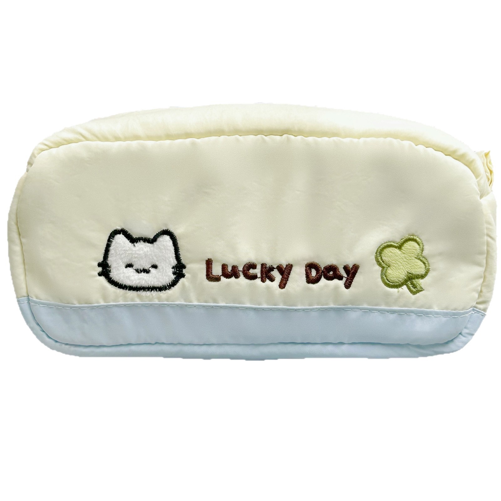 Cute cuatrofolios gatos bordados lienzo bolsas de lápiz en gran capacidad papelería almacenamiento bolsas de lápiz bolsas