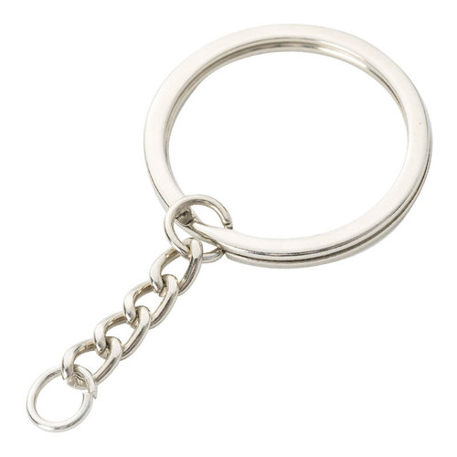 Cross-border environmentally friendly key chain 32mm flat nickel-free white K key chain hanging lobster clasp key ring ring manufacturer wholesale