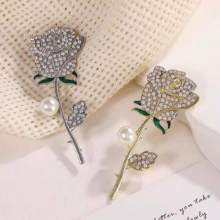 Luxury Rose Brooch High-end Women's Temperament All-match Simple Corsage Creative New Pin Suit Coat Accessories