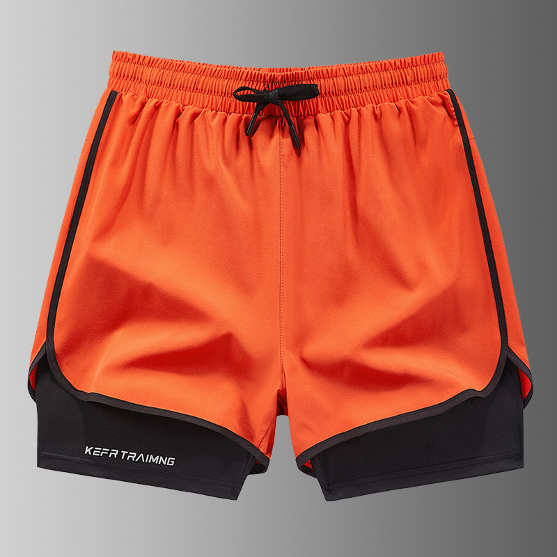 Pantalones cortos deportivos de secado rápido para hombres de verano pista y campo maratón correr pantalones de acondicionamiento físico falsos dos pantalones de entrenamiento de luz