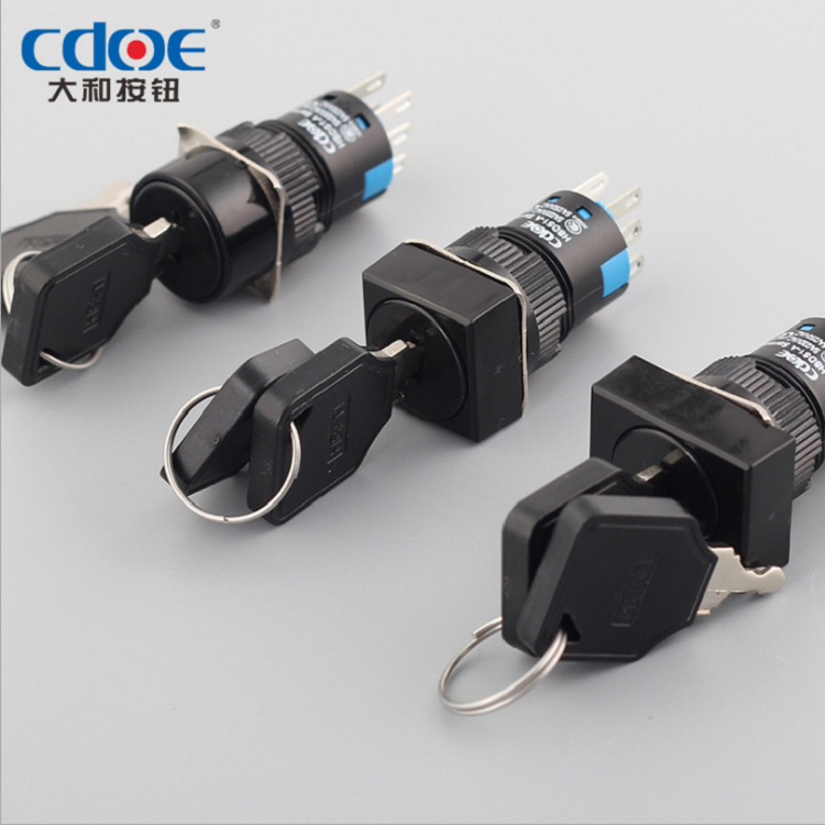 AY16mm旋转按钮三档三位保持式二档二位自锁选择转换旋钮11Y22Y