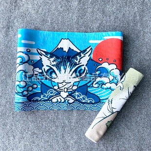 Japanese-Style Export Square Towel Japanese and Korean Style Sunrise Printed Long Strip Towel Hand Towel Can Be Customized with Pictures