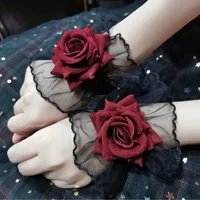 Dark lolita Lolita кружевной браслет ручной рукав женский винно-красный роза платье рукава супер темперамент