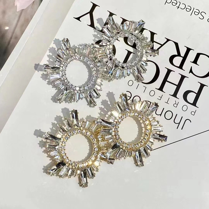 Shiny Geometric Alloy Inlay Rhinestones Glass Women's Drop Earrings display picture 3