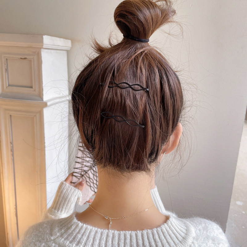Haarspange mit Klipp für Frauen, modische Seitenhaarspange, einfache schwarze koreanische Haarspange für Pony und Hinterkopf