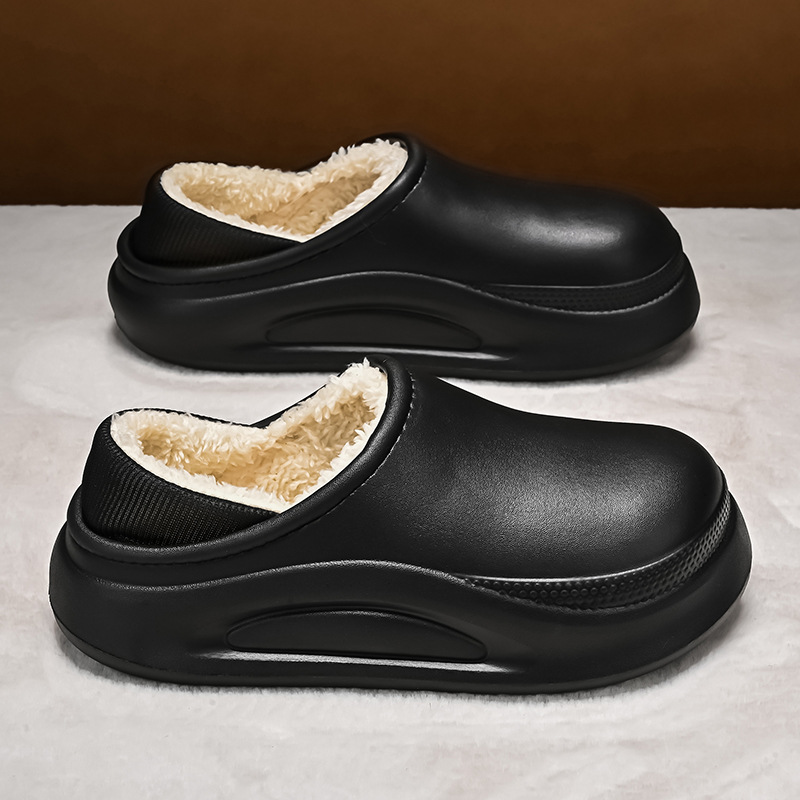 Zapatillas de algodón para hombres zapatos de algodón para hombres impermeables y resistentes al frío en invierno, sensación de pisar mierda y terciopelo engrosados, cálidos y gruesos, suelas resistentes al desgaste image 3