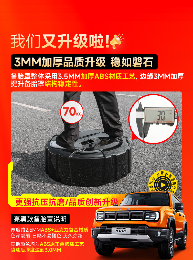 Suitable for the New Beijing Bj40 All-Inclusive Spare Tire Cover Tire Modification Extended Range Fuel Spare Tire Shell Off-Road Accessories