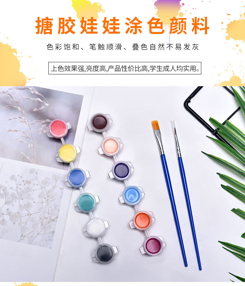 Wholesale 3ml 12-color enamel high-gloss acrylic paint, free two pens, individually packaged DIY acrylic paint