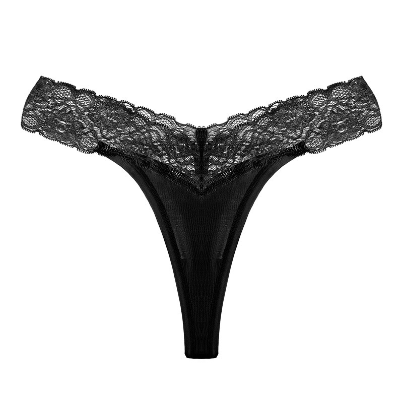 Transfronterizo nuevo europeo y americano asiático sexy encaje ropa interior chica T pantalones de cintura baja ropa interior de algodón transpirable Tanga de las mujeres