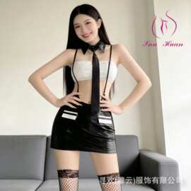 寻欢性感情趣内衣美女教官角色扮演漆皮套装御姐制服激情免脱套装