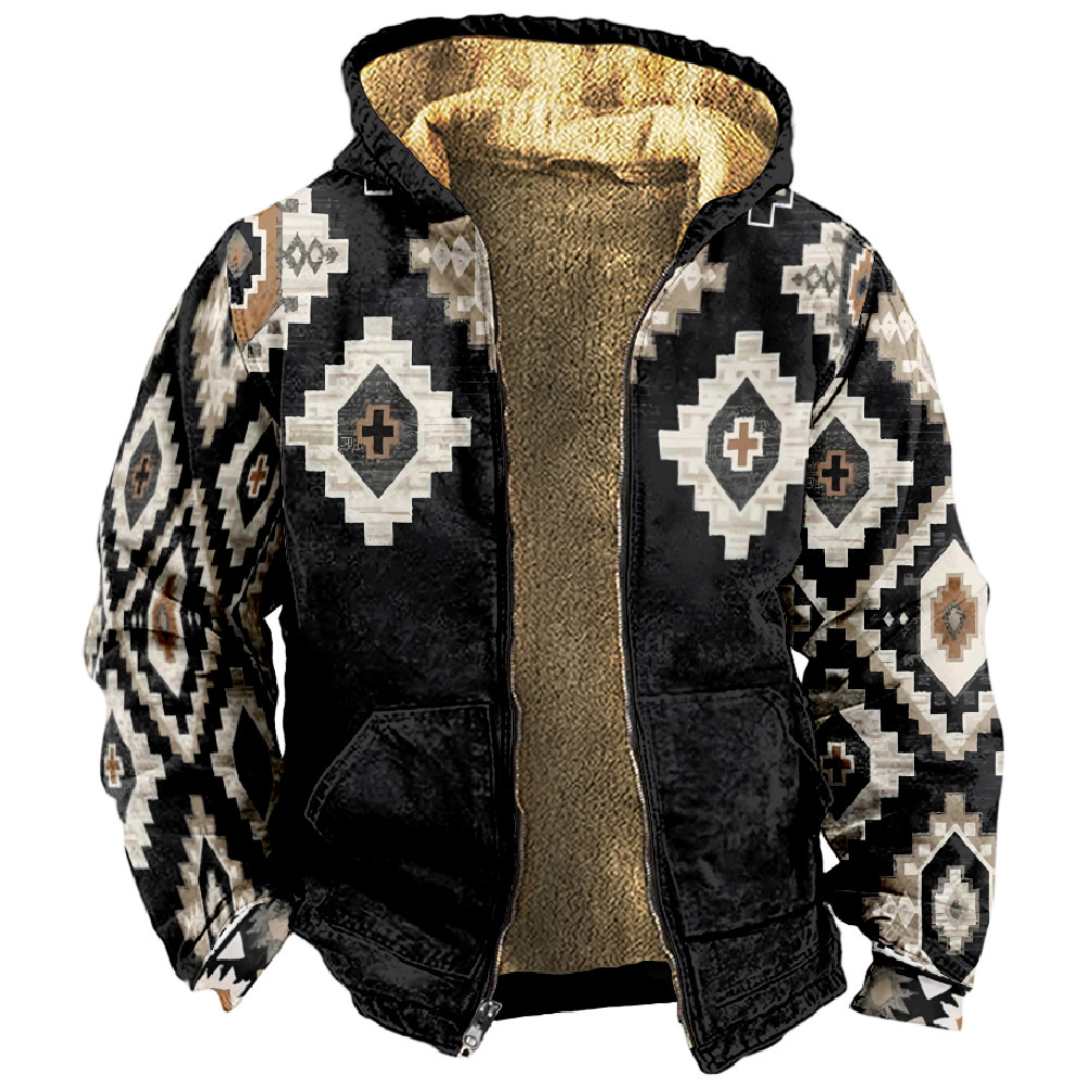 Chaqueta de manga larga con estampado de otoño para hombre de estilo británico retro Chaqueta con capucha con cremallera de venta directa de fábrica transfronteriza MF12