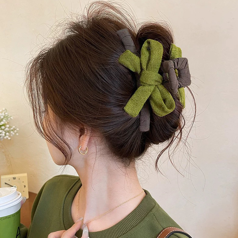 1#[matcha green] bow clip approximately 13cm
