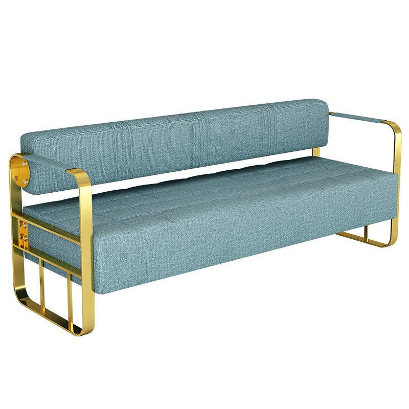 Fábrica directa red salón de peluquería sofá silla de espera salón de peluquería de lujo ligero sala de estar arena de acero inoxidable image 2