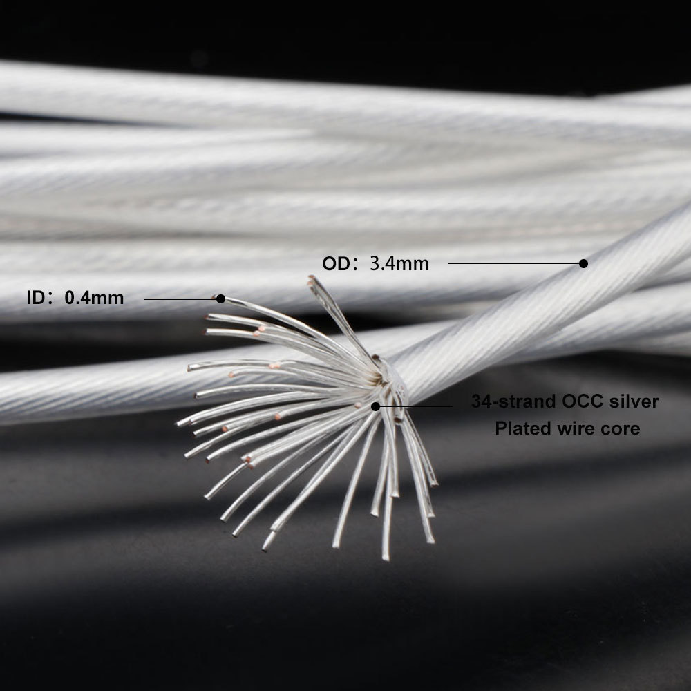 7N OCC single crystal copper silver-plated wire transparent Teflon power cord internal connection wire speaker speaker wire scattered wire