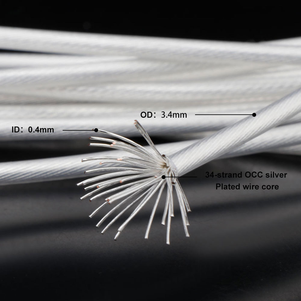 7N OCC 单晶铜镀银线透明特氟龙电源线机内连接线音箱喇叭线散线