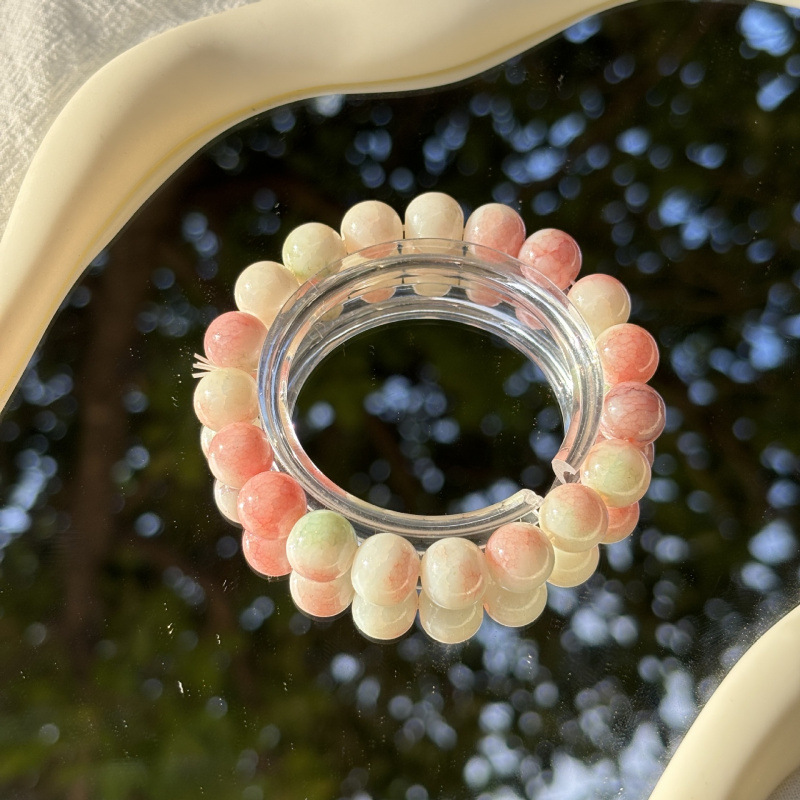 S045-플라워 레드-옥 깨진 모조 세라믹 팔찌#SZ318용