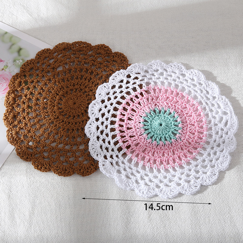 15cm手钩花圆片铺梦网 手工编织花家纺服装配饰配件可定