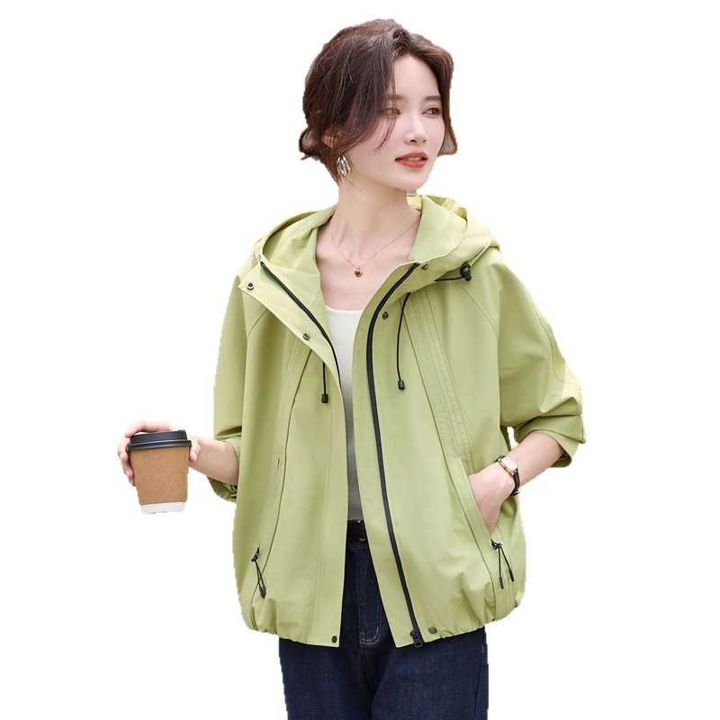 短款风衣外套女秋季2025新款爆款高级感时尚休闲大码百搭连帽上衣|undefined
