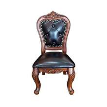 美式迷你小凳子歐式小椅子家用成人卧室靠背椅實木雕刻皮座椅
