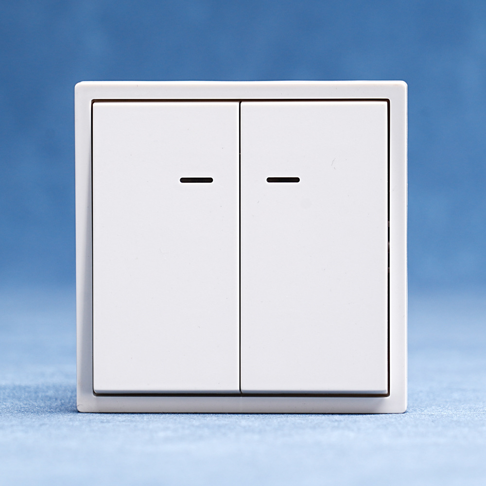 欧规欧标墙壁开关80*80mm二位开关带led灯单控双控PC面板CE认证