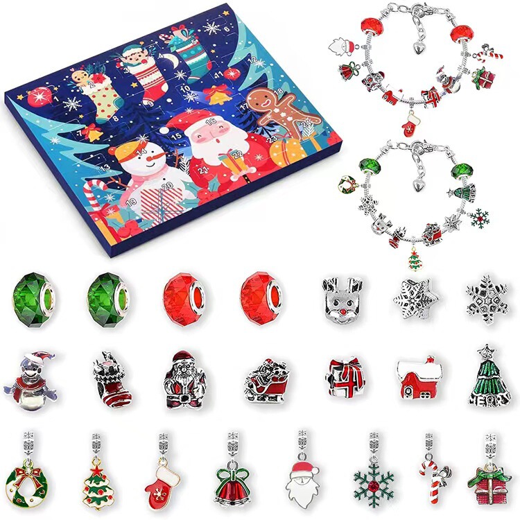 アマゾン热い贩売クリスマス降临フェスティバル24グリッドカレンダーカウントダウンdiy子供ブレスレット惊きブラインドボックスゴールデンセット|undefined