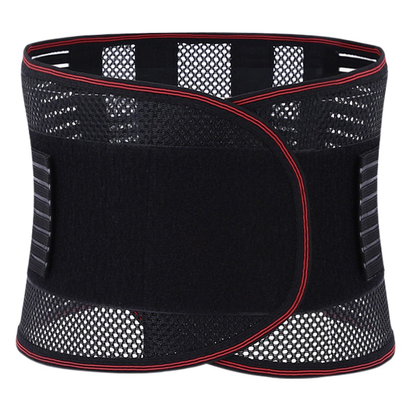 Four-Season Style Waist Support Belt with Black Mesh Surface, Breathable, Steel Plate Support, Waist Brace for Herniated Disc