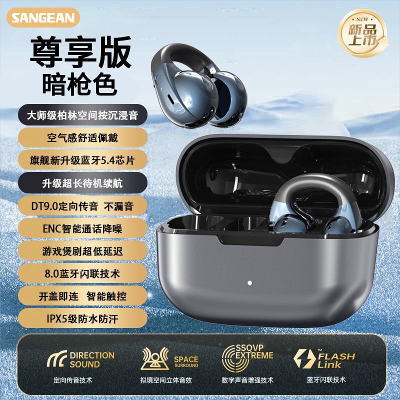 Shanjin 骨伝導 Bluetooth ヘッドセット、イヤークリップタイプ、高外観性、超長バッテリー寿命、ユニセックス、ワイヤレス|undefined