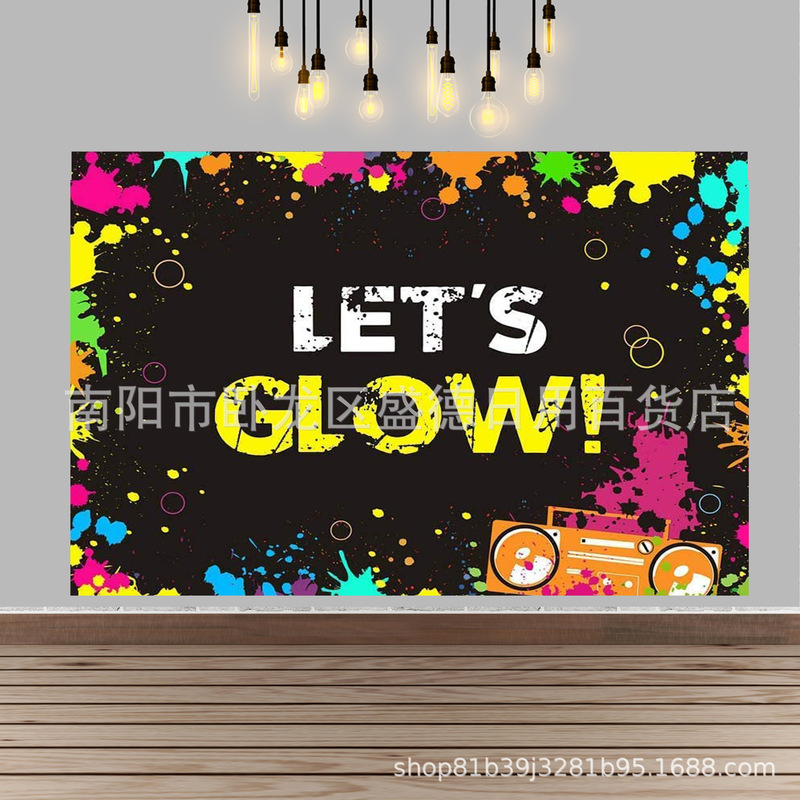 Cross-border graffiti ink drop Splash photo banner youth adult neon theme party decoration photography background cloth