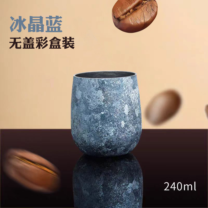 纯钛户外茶水杯双层隔热鹅蛋杯炫彩冰花钛杯露营旅行随手杯啤酒杯|undefined