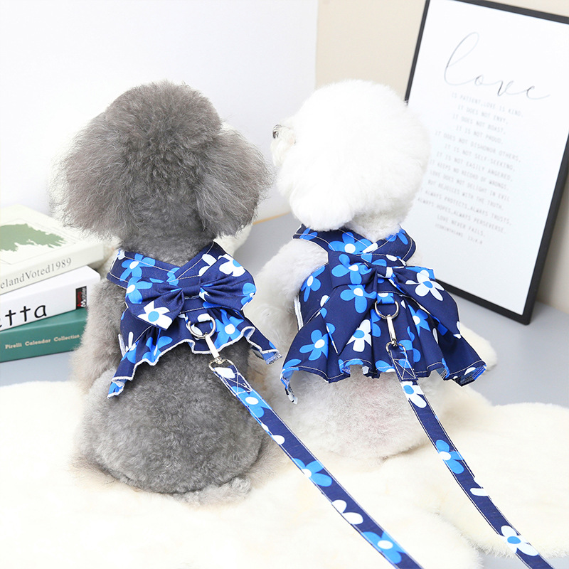 新款寵物小狗衣服花色公主中小型犬泰迪狗服飾博美裙子春夏裙跨境
