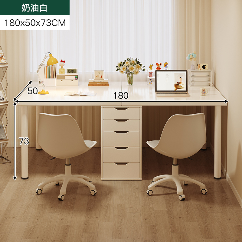 [더블테이블과 캐비닛 조합] 크림화이트 180*50cm