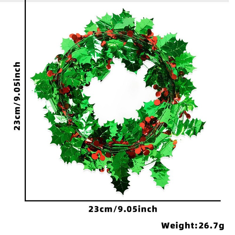 クリスマス装飾花輪雪花杖色条針金クリスマスツリー配置シミュレーションベリー緑葉引き花針金|undefined