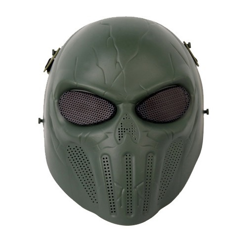 保护耳朵款真人野战防护面具 绿色 惩戒者 骷髅面具